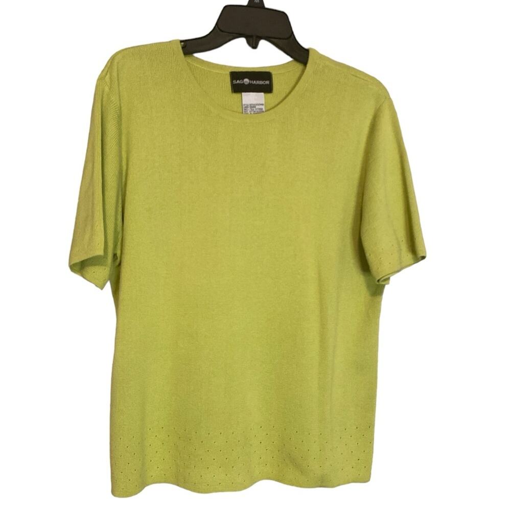 Sag Harbor Green Short Sleeve Sweater Size Large